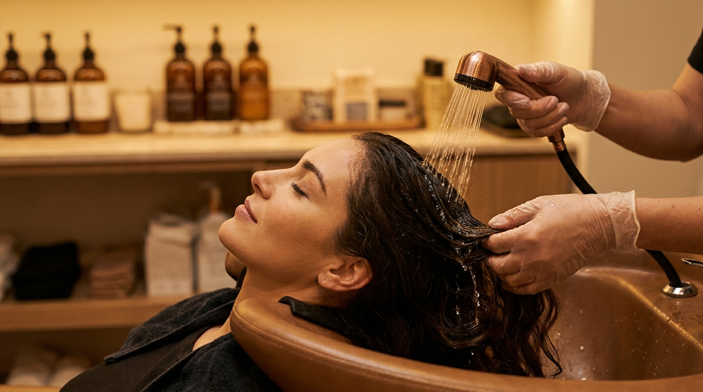 Cliente en el lavado profesional